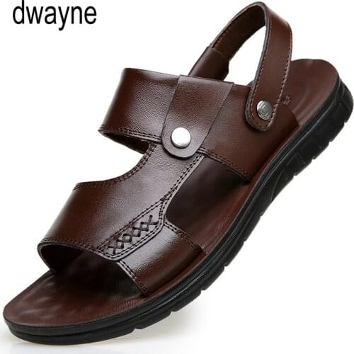 New Genuine Leather Men Sandals Shoes Summer Leisure Beach Mens Sandals High Quality Sandals Slippers Bohemia Big Size j