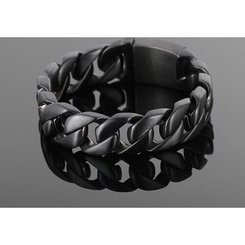 Stainless Steel Black Bracelet Hip Hop Trendy Titanium Steel Mens Bracelet