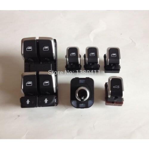 Genuine 1set Chrome Window Mirror Trunk Switch Button Combo For Audi A6 A7 C7 Q3 4G0 959 851 B 8KD 959 855A 8K0959855A