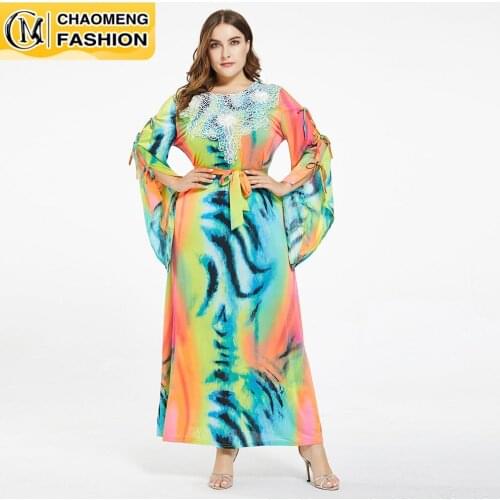 New Fashion Print Floral Long Sleeve Plus Size Hijab Dress Muslim For Women Turkey Islamic Clothing Jilbab Robe Abaya Dubai Arab