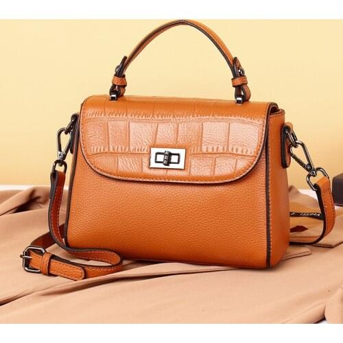 New Natural Cowskin Alligator Pattern Messenger Bag Fashion 100% Real Leather Women Handbag High Quality Female Shoulder Bag