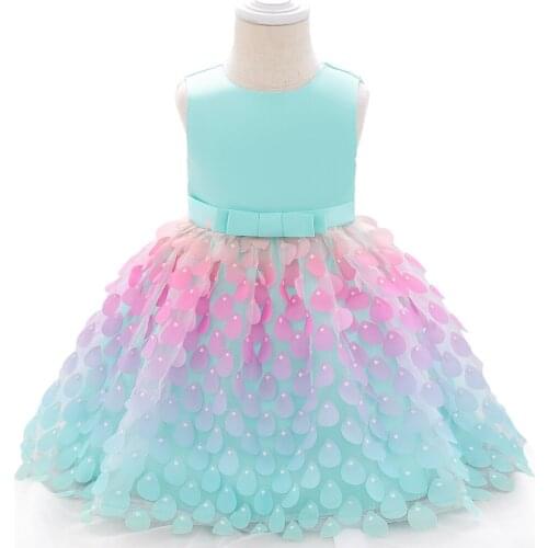 2020 Summer Baby Rainbow Sequins Princess Dress For Baby Girl 1st Year Birthday Dress Infant Wedding Party Dress Newborn Clothes