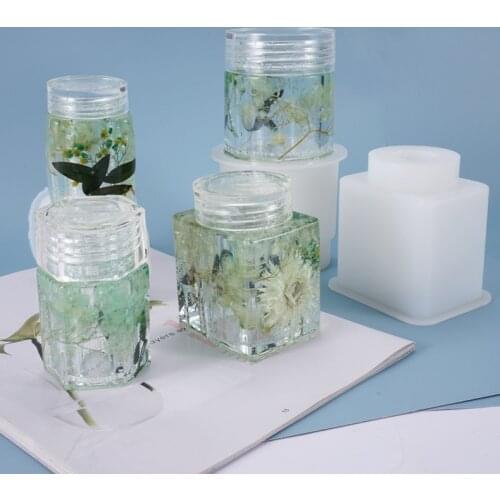 DIY Crystal Polygonal Storage Bottle Silicone Mold For Sealed Tank Epoxy Storage Box Mould Jewelry Making