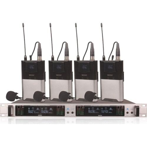 Professional Wireless Microphone System 409GT 4-Channel UHF Dynamic Professional 4 Headphones Collar Line Conference