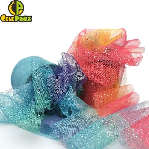 Iridescent Tulle 6cm 25Y Rainbow Glitter Tulle Mesh Ribbon DIY Head Bow Hair Bow Ornaments Pom Material Tutu Skirt Craft Supply