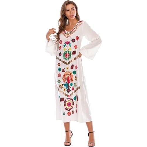Ramadan Eid Mubarak White Women Dubai Abaya Turkey Islam Clothing Ropa Mujer Vestido Musulman Muslim Dress Kaftan