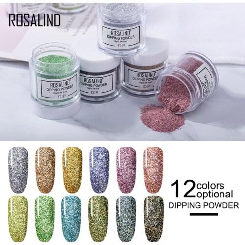 ROSALIND Dip Powder Nail Art Polish Gradient Shining Chrome Pigment Dipping Powder Set Holographic Glitter Nail Flakes Sequins