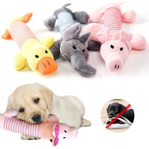 Cute Pet Dog Cat Plush Animals Shape Squeak Sound Toys Funny Durable Chew Molar Bite Toy Suitable For All Pets Molar Training To