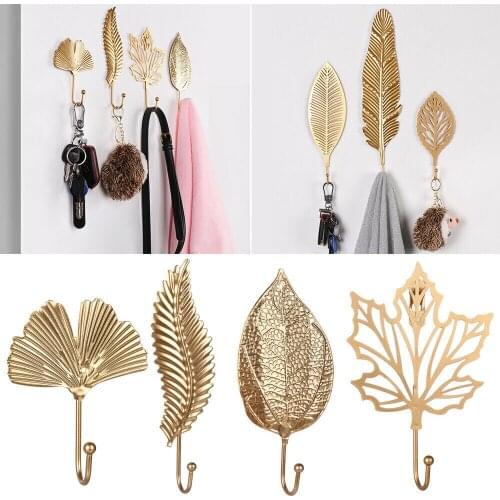Nordic Leaves Shape Iron Hook Key Watch Bags Jewelry Hanging Hook Mutifuctional Wall Hanger Rack Wall Decor Home Storage Tools