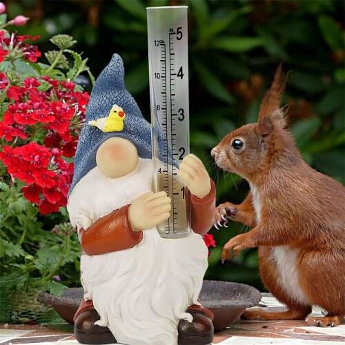 Gnome Statue Resin Rain Gauge Dwarf Elf Figurines Yard Front Porch Outdoor Ornaments Home Decoration Modern Art Crafts