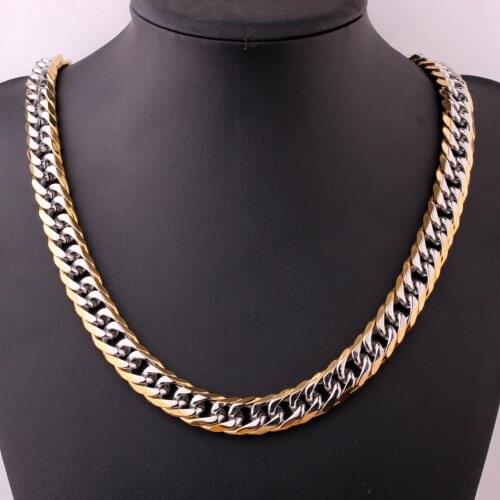 Tiasri Curb Cuban Link Chain Man Necklace Bracelet High Quality Stainless Steel Choker Punk Hip Hop Jewelry Wholesale Gift 16mm