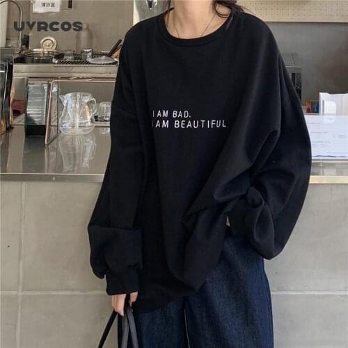 Hoodies Women Letter Oversize Burgundy BF Unisex Couples 2XL Loose All-match Street Style Sweatshirt Casual Harajuku Comf