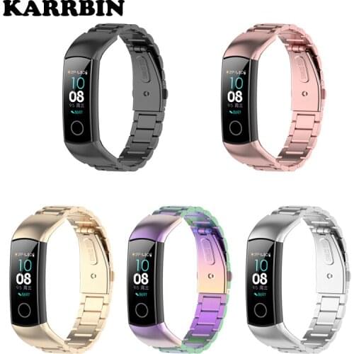 KARRBIN Universal Replacement Stainless Steel Metal Strap for Huawei Honor Band 5 4 Smartwatch Bracelet Honor Band Wristbands