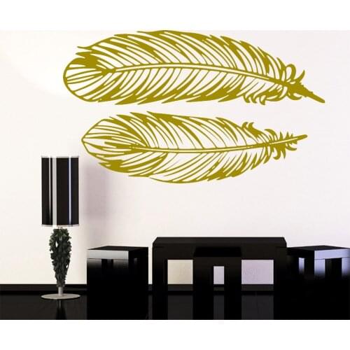 Vinyl Decals 2 Pieces Of feather Leaf Wall Stickers Wallpaper Vinyl Removable Room Decoration For Living Room Decor
