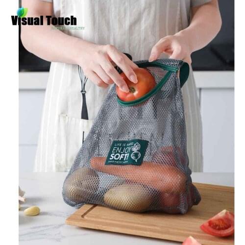 Visual Touch Storage Bag Vegetables Fruits Onion Garlic Kitchen Mesh Bags Hangable Organizer Reusable Breathable Bag Kitchen Gad