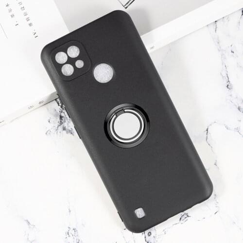 For Realme C21 RMX3201 6.5" RealmeC21 Back Ring Holder Bracket Phone Case Smartphone TPU Soft Silicone Cover