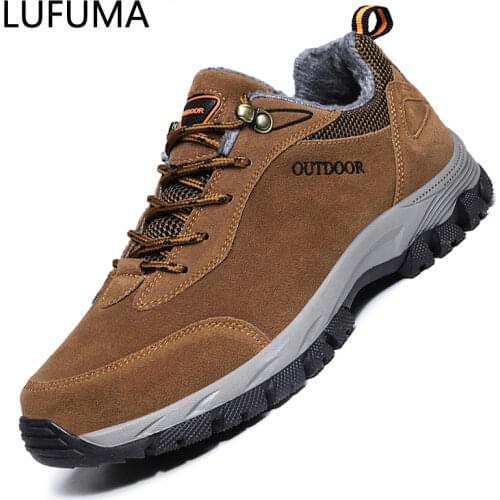 Winter Leather Men Casual Shoes Ankle Boots Outdoor Waterproof Work Tooling Mens Hiking Boots Sneakers Warm Military Snow Boots