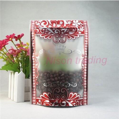 100pcs Stand up sachets 12x20cm Resealable Matte clear ziplock bag with printing plastic pouch zipper clip seal cookies package