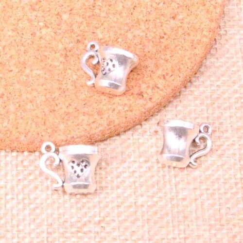 16pcs Antique Silver Plated 3D teacup Charms Pendants for Jewelry Making Bracelet DIY Handmade Craft 10*15mm