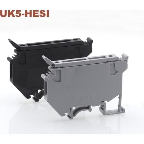 2/5pcs Din Rail Clamp fuse terminal blocks UK5-HESI screw wire electric cable connector bornier Wiring terminals block seat 6.3A