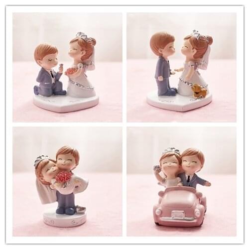 4 different styles（Marriage, kiss, hug, travel）cake topper love sweet couple bride and groom figurine wedding cake topper