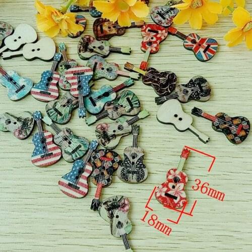 50pc/lot Guitar decorative buttons mix flatback sewing Decorative scrapbooking craft accessory 2 holes buttons