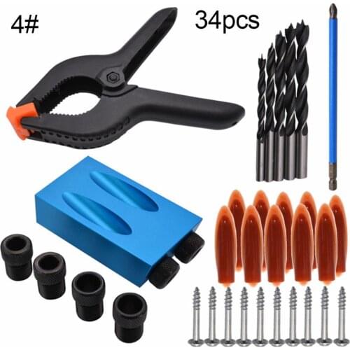7/8/14/28/31/34Pcs inclined hole locator 15 Degree Oblique Hole Locator Drill Bits Jig Guide Clamp DIY home Woodworking Tools
