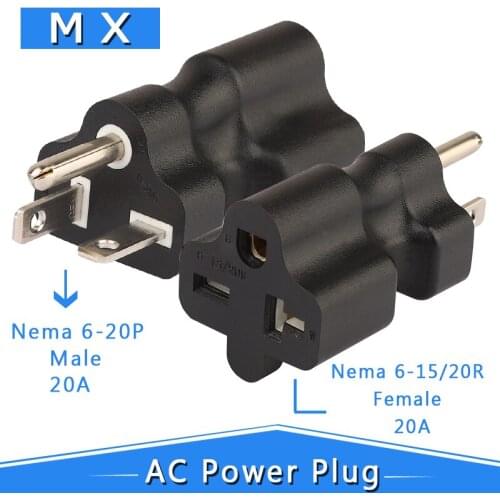 6-20P to 6-20R AC Power Adapter, Nema 6-20P Male to Nema 6-15 / 20R Comb Female, 20Amp 250V to 15A 6-20P to 6-15R