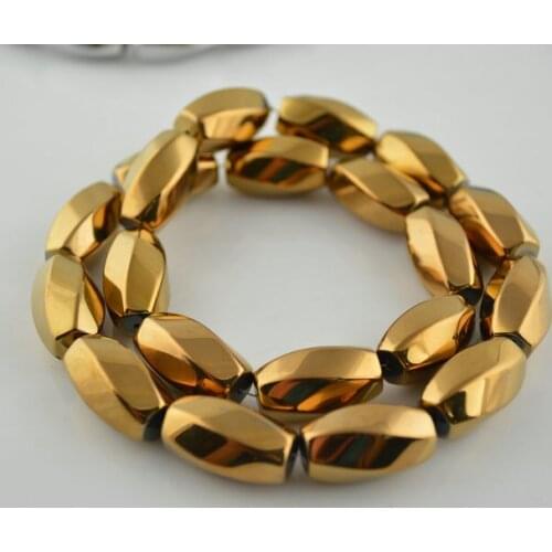 New Arrival Rose Gold Color Plated 6 Surface Warp Hematite Beads Fashion Jewelry Making Materials 5strands