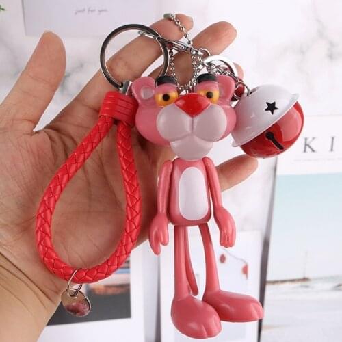 Disney Cartoon Pink Panther Doll Creative Key Chain School Bag Doll Car Key Pendant Cute Keychain Friends Gifts Anime Keychain