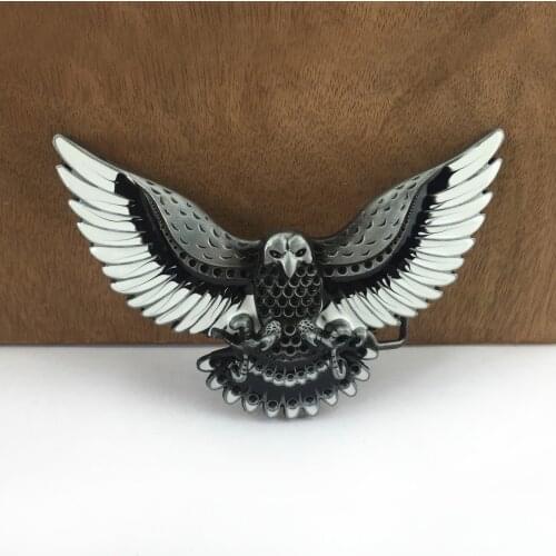 BuckleClub wholesale enameled flying eagle cowboy jeans gift belt buckle FP-01348-1 pewter FINISH for men 4cm width loop