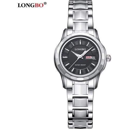 Longbo Luxury Lovers Couple Watches Men Double Date Day Waterproof Women Gold Stainless Steel Quartz Wristwatch Montre Homme