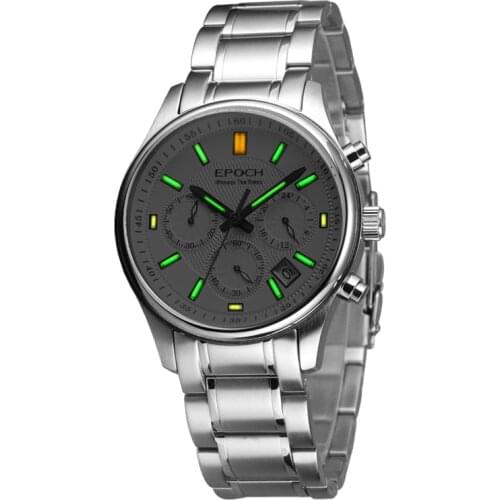 EPOCH Tritium Watch For Men,Mens Chronograph Watches T100 Luxury Quartz Wristwatch 100m Waterproof Luminous Sapphire Mirror