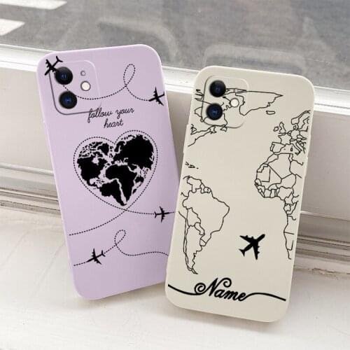 World Map Liquid Phone Case For iPhone 12 Pro Max Mini 11 Pro Max X XR XS MAX Camera Soft Back Cover On SE2020 8 7 6 6S Plus