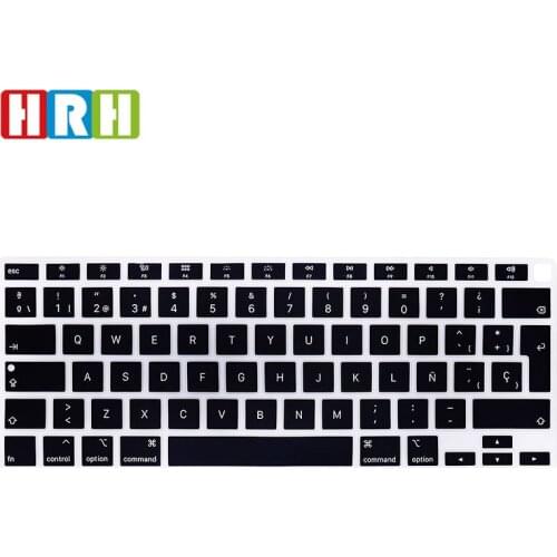 HRH Black Silicone Spanish Keyboard Skin Cover EU Version Protector For MacBook Newest Air 13 touch bar ID A2179 M1 A2337