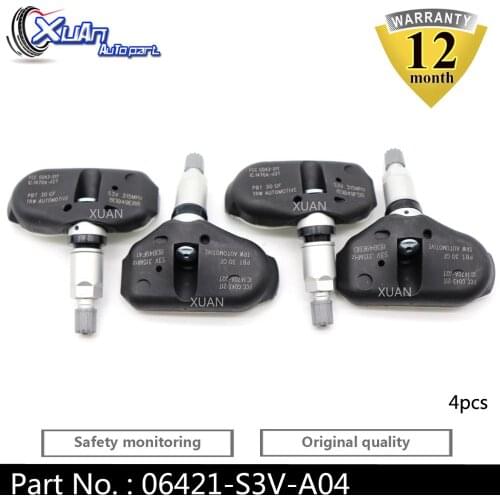 XUAN 4pcs Tire Pressure Monitor Sensor TPMS 06421-S3V-A04 For Honda Odyssey Ridgeline Pilot Acura RL TL MDX 3.2L 3.5L 2005-2014