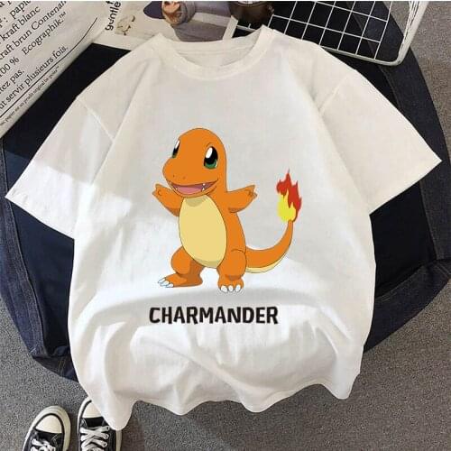 Pokemon T-shirts for Kids Charmander Kawaii Printing T Shirt Boys Children Clothing 2021 New Style Baby Girls Clothes Tops