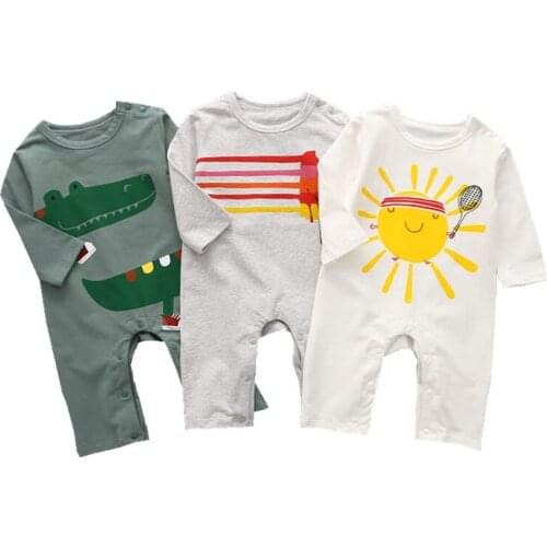 Baby Boy Long Sleeve Autumn Clothes One Piece Cotton Soft Romper Playsuits Crocodile Design Boys Fall Costume Long Overalls