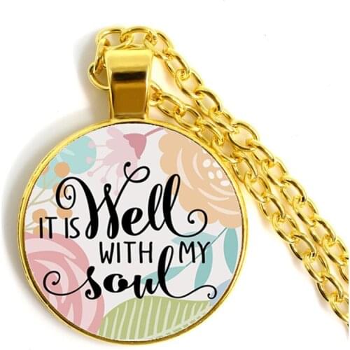 It Is Well With My Soul Bible Verses Nursery Verse Necklace Fashion Jewelry Religion Pendant Christian