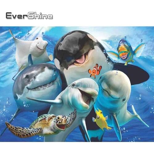 EverShine Diamond Painting Full Square Animals Diamond Embroidery Dolphin Cross Stitch Sale Rhinestones Art Hobby Home Decor