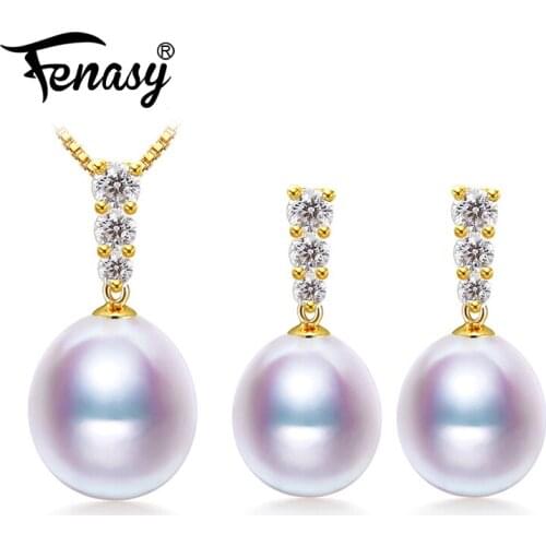 FENASY 18k Gold Earrings Pearl jewelry 18K Gold Pendant Pearl Jewelry Necklaces Pendant For Lovers Send S925 Silver Necklace