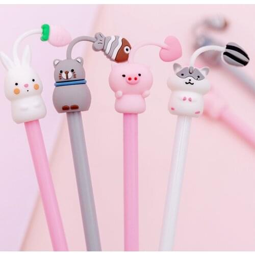 1pcs Cartoon Cute Pet Paradise Gel Pen Kawaii Student Writing Office Signing Pen 0.38mm Black Color Ink Korean Stationery