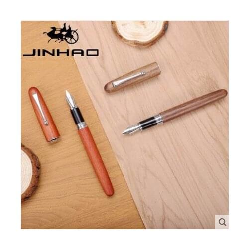 Hot Jinhao Wooden Fountain Pen Size F/M Wet/Architect/Fude Nib Optional 0.58mm Nib Fountain-Pen Pens School Office Supplies Gift