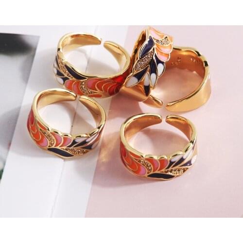 New Creative Enamel Color Butterfly Rings for Women Drip Oil Wing Open Ring Personalized Butterfly Micro-inlaid Drip Oil Ring