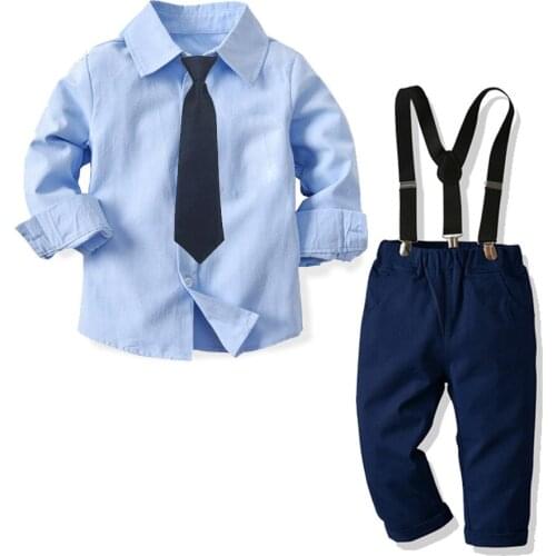 2020 New Toddler Kids Clothes Gentleman Boys Clothing Sets Banquet Clothes T-shirt Casual Elastic Strap Outfits Children Sets