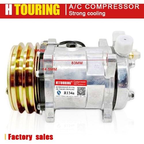 SANDEN 508 SD508 COMPRESSOR Sanden 5h14 AC Compressor 12V / 24V 2 Groove V Belt Pulley Tractor Excavator Heavy Duty Truck