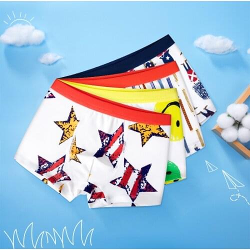 New Summer Brand 6 Colorful Printed Children Stars Soldiers Face Quality Cotton Knitted Elastic Boys Boyleg UnderPanties