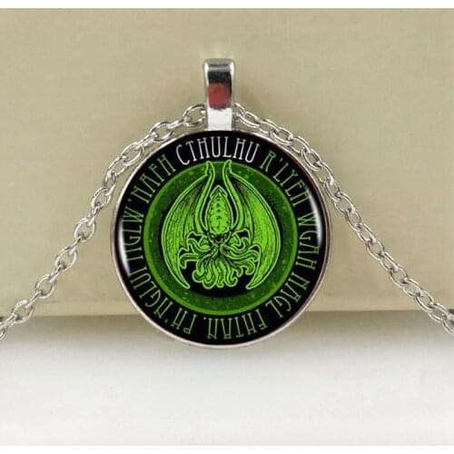 Fashion Kraken Cthulhu Pendant & Necklace Cabochon Vintage Long Sliver Chain Statement Necklace Fine Jewelry