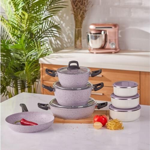 Emsan One And All Lilac 13 Piece Granite Cookware Set