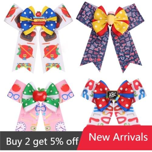 Oaoleer 2021 New Back to School Hair Bow With Clip for Girls Bow Hair Clips Cartoon Floral Bowknot Hairpins заколка для волос